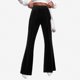 thumbnail image 2 of Gibobby pantalones de mujer de vestir Pantalones de terciopelo para mujer, cintura alta, pierna ancha, elásticos, cintura elástica, pantalones con frontal (Negro, XL), 2 of 5