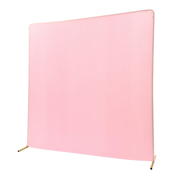 Wildnix Golden Square Wedding Arch Backdrop Stand with Pink Cloth Cover for Romantic Weddings, Parties, and Ceremonies