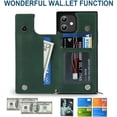 thumbnail image 3 of Crossbody Wallet Case for iPhone 12/iPhone 12 Pro 6.1 inch, Kickstand with Adjustable Removable Lanyard Neck Strap Case Card Holder Case Shockproof Cover Magnetic Clasp Cover Flip Case -Green, 3 of 14