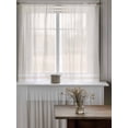thumbnail image 4 of Farmhouse Beige White Striped Curtains 45 Inch Length, Sheer Curtains for Bedroom Living Room Window Modern Stripes Rod Pocket Voile Drapes Kitchen Curtains Small Half Window 52"x45" 2 Panels, 4 of 6