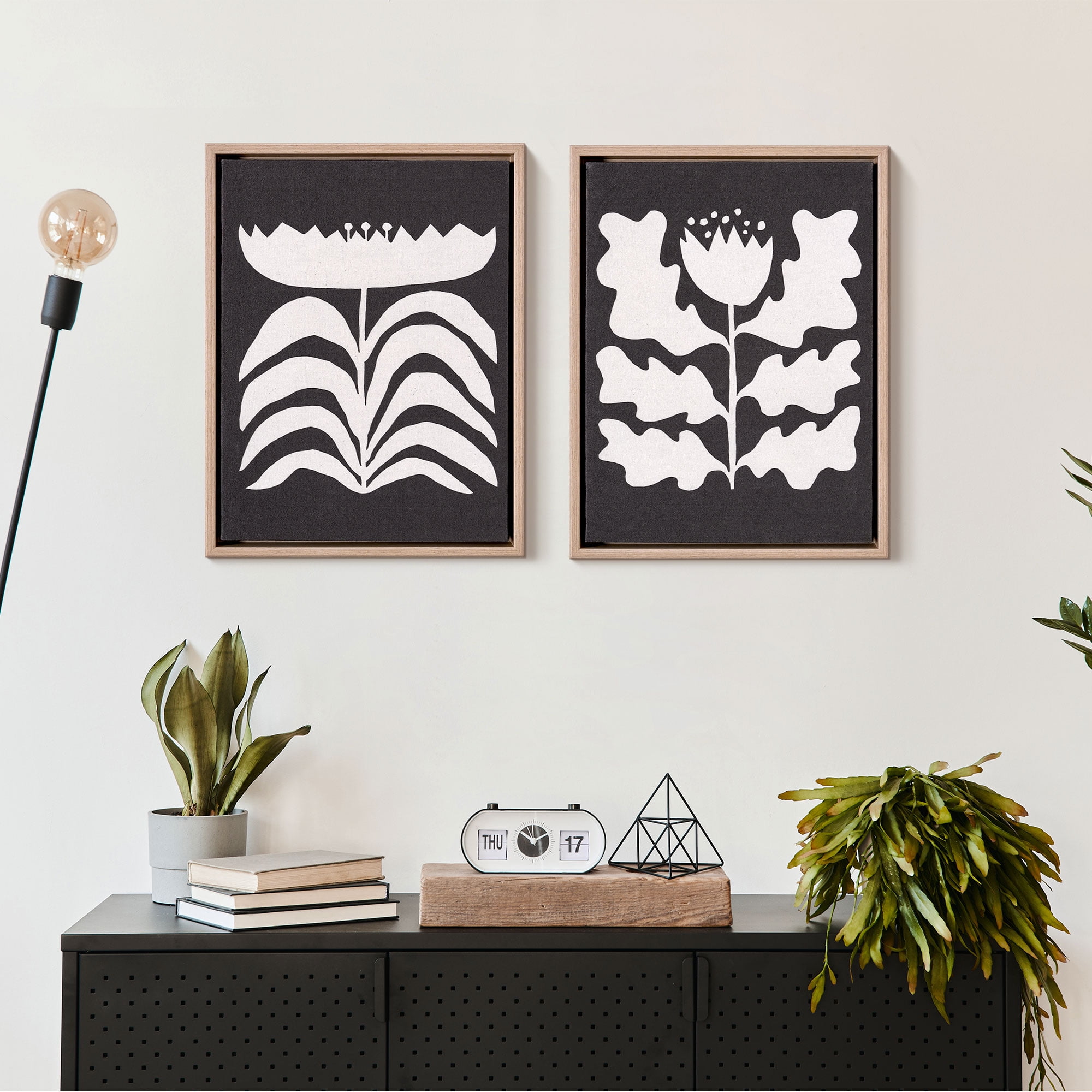 Beautiful Framed Graphic Flower Wall Decor, Set of 2 by Drew Barrymore 13.5" X 17.5"