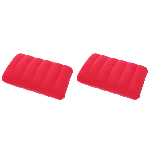 Almohada de aire inflable de 47x30 cm, plegable, ergonómica para soporte lumbar y de cuello, color rojo