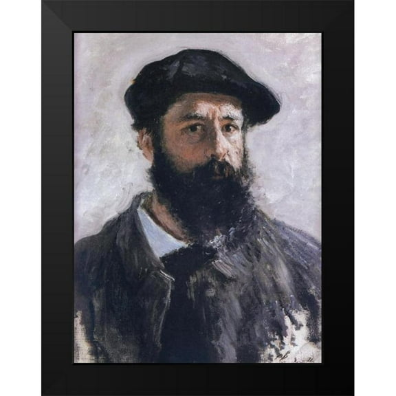 Monet, Claude 12x14 Black Modern Framed Museum Art Print Titled - Self-portrait in beret 1886