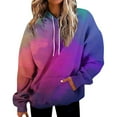 thumbnail image 3 of Stichou Hoodie for Women Tie Dye Gradient Oversized Sweatshirt Plus Size Loose Fit Cute Hoodie Drawstring Fall Pullover with Pocket Light Purple L, 3 of 7