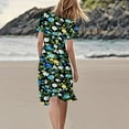 thumbnail image 4 of SAATLERI Dresses for Women 2025 Elegant Classy Boho Floral Print A-Line Midi Dress Casual Short Flutter Sleeve V Neck Flowy Swing Summer Wedding Guest Dress, 4 of 4