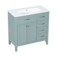 thumbnail image 3 of 36'' Bathroom Vanity Cabinet with Ceramic Sink, Overflow, 3 Drawers and Door, Solid Wood Frame Modern Storage Cabinet, 3 of 8