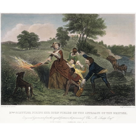 Mrs Philip Schuyler 1777 Nwife Of The American Revolutionary General Firing Her Cornfields Near Saratoga New York At The Approach Of British Forces Under General John Burgoyne In 1777 Rolled Canvas (Best Ar Firing Pin)