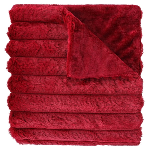 Mainstays Kids Soft Puffer Red Faux Fur Throw, 50" x 60"