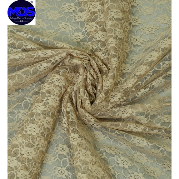 MDS Pack of 20 Yard Solid Lace Trim Fabric for Wedding Decoration by 55”- champagne gold