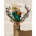thumbnail image 2 of Fab Funky 15x18 White Modern Wood Framed Museum Art Print Titled - Mad Hatter Deer, 2 of 4