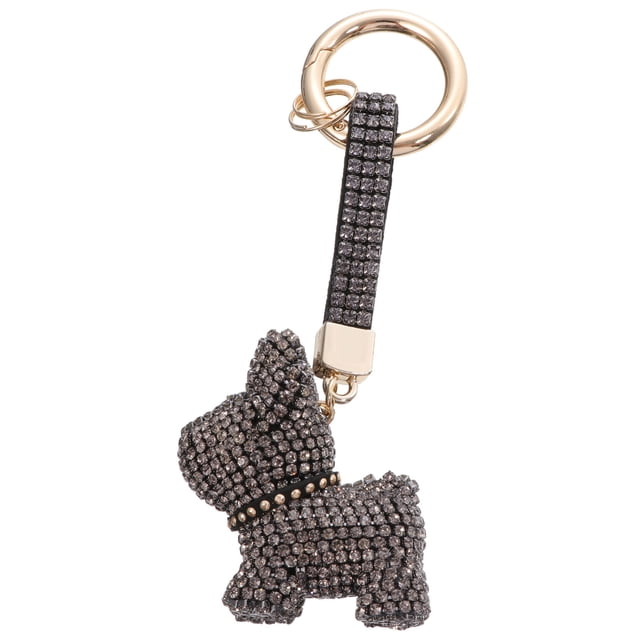 1pc Stylish Diamond Keychain Craft Pitbull Ornament Keyring Bag Ornament