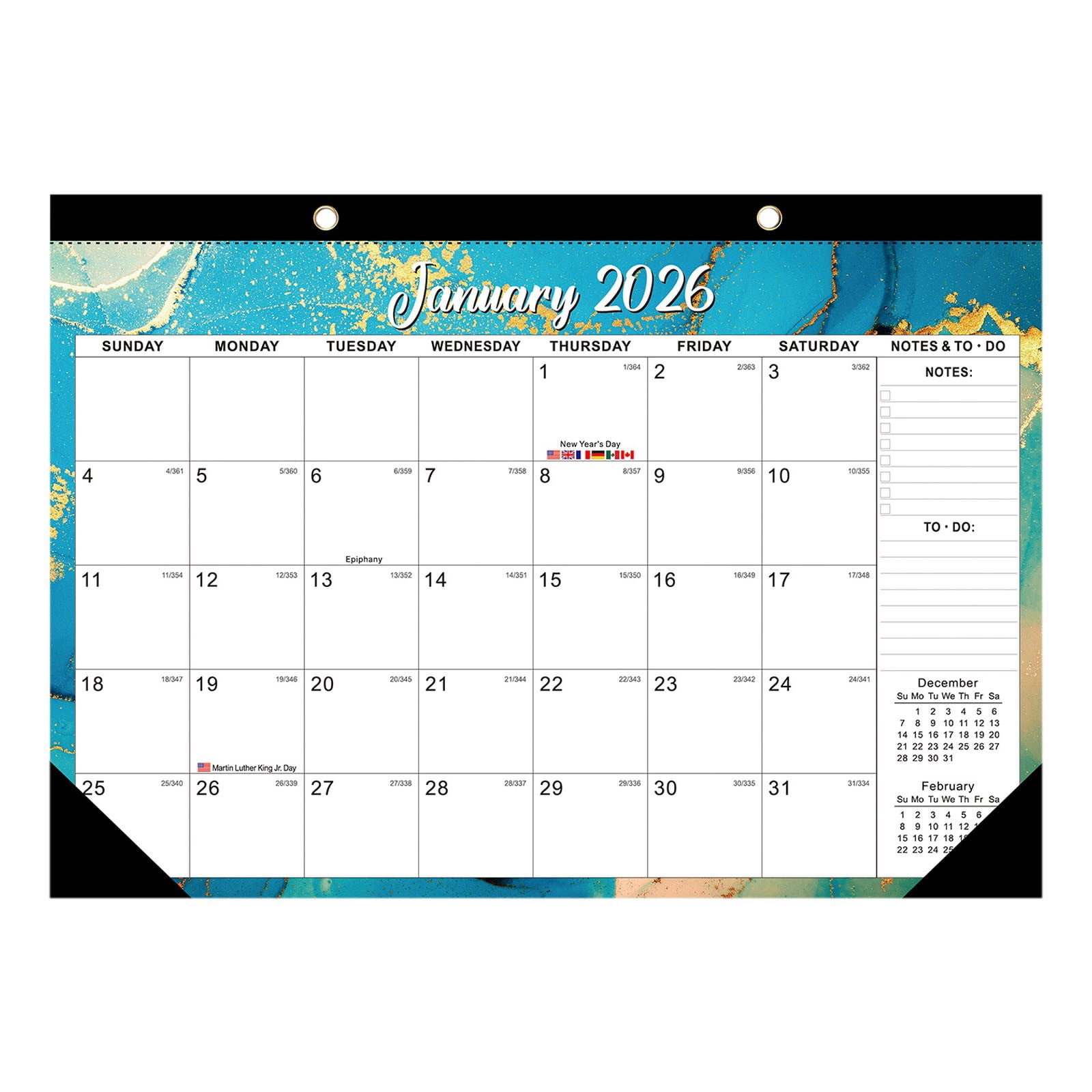 Calendrier Mural 2026-2027 - 18 Mois, 43x30.5 Cm, Avec Grands Espaces D'écriture, Pour Bureau Ou Maison - 10