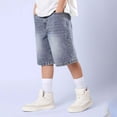 thumbnail image 7 of FYDUU Boys Baggy Jean Shorts Jorts Lightweight Boys Denim Shorts for Summer Loose Fit Wide Leg Denim Shorts Back To School Casual Wear Stylish Pants 13-14 Years, 7 of 7