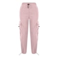 thumbnail image 5 of GiLiling Women Cargo Pants High Waist Baggy Casual Solid Parachute Trousers Loose Fit Y2K Streetwear with Multi Pockets (Pink, 12-13 Years), 5 of 7