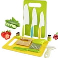 thumbnail image 1 of 12Pcs Kid Cutter Set Plastic Children Cooking Cutter Set with Cutting Board and Peeler Safe Toddler Kitchen Cutter Suit Fruit Vegetable Crinkle Cutter Serrated Edge Cutter for Kid, 1 of 11