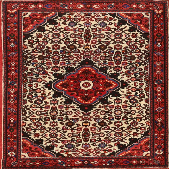 Ahgly Company Machine Washable Indoor Square Traditional Dark Almond Brown Area Rugs, 4' Square