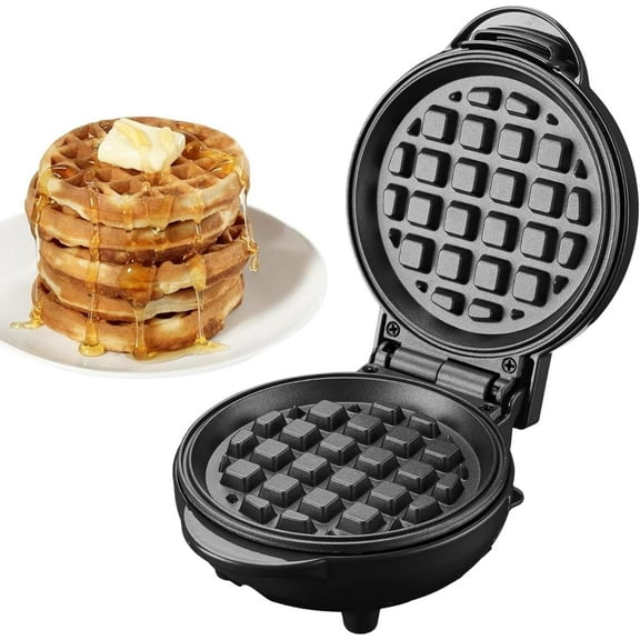 OVENTE Mini Waffle Maker Machine, 4-Inch Chaffle Mold with Non-Stick Surface, 550W Quick Heat-Up and Overheat Protection, Perfect for Breakfast, Dessert, Sandwich, Hash Brown or Snacks, Black WM215B