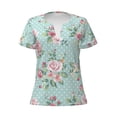 thumbnail image 2 of Fuzoiu Vintage Floral Print Women's V-Neck T-Shirt,Women's Short Sleeve Top, Comfortable for Work, Leisure, and Sports, 2 of 7