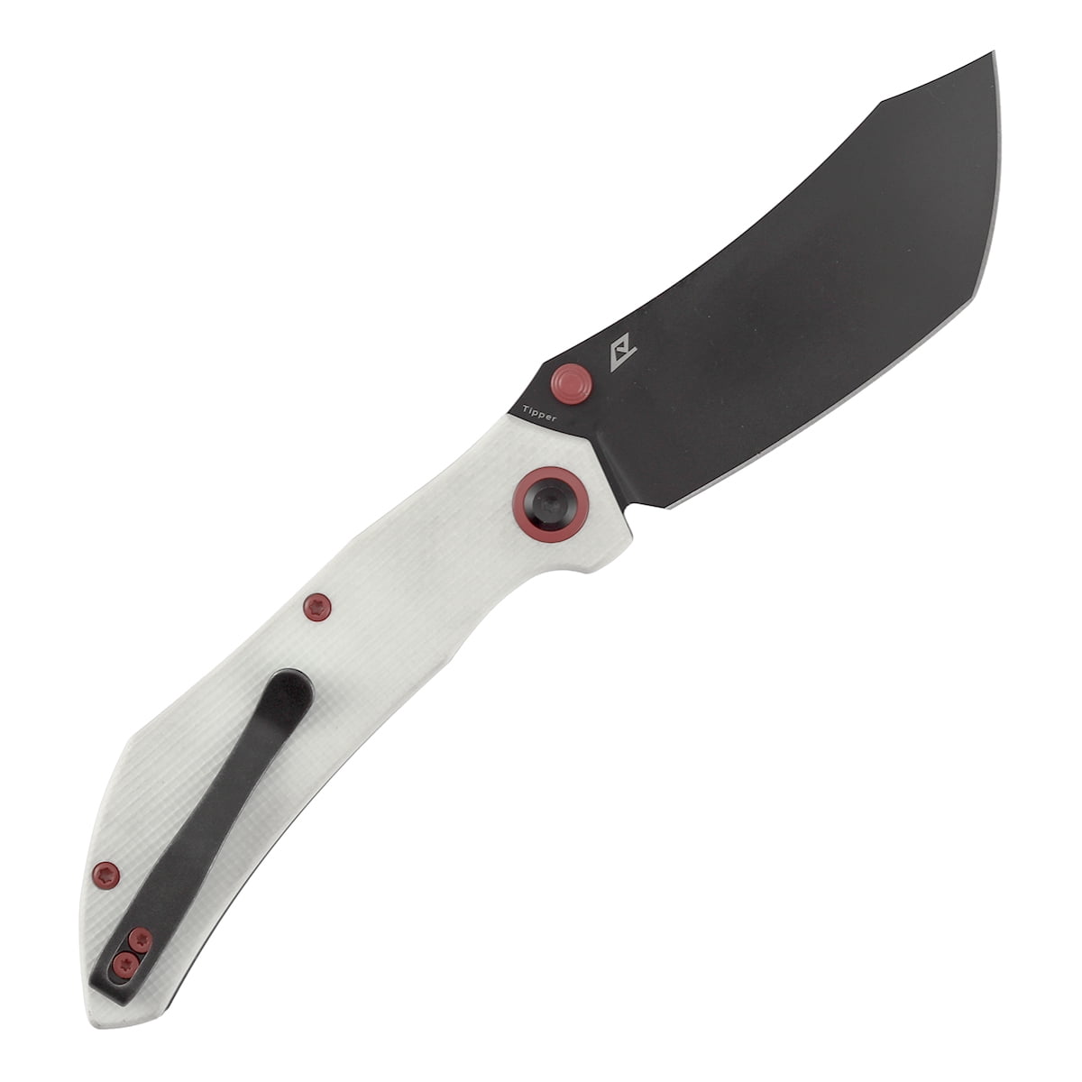 Tenable Tipper Folding Pocket Knife .39'' Blackwash Nitro V Blade,White G10 Handle,B1079A4