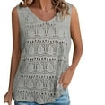 thumbnail image 2 of BLOCLOALO Camisole Tops for Women Flowy Tops for Women Womens Summer Tank Top for Women 2024 Trendy V Neck Crochet Sleeveless Shirts Sweater Vest Tank Top Loose Tank Tops Blouses Casual Grey S, 2 of 5