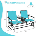 thumbnail image 4 of Patiojoy Turquoise Patio Loveseat Rocking 2 Person Outdoor Double Glider Chair With Center Table, 4 of 8