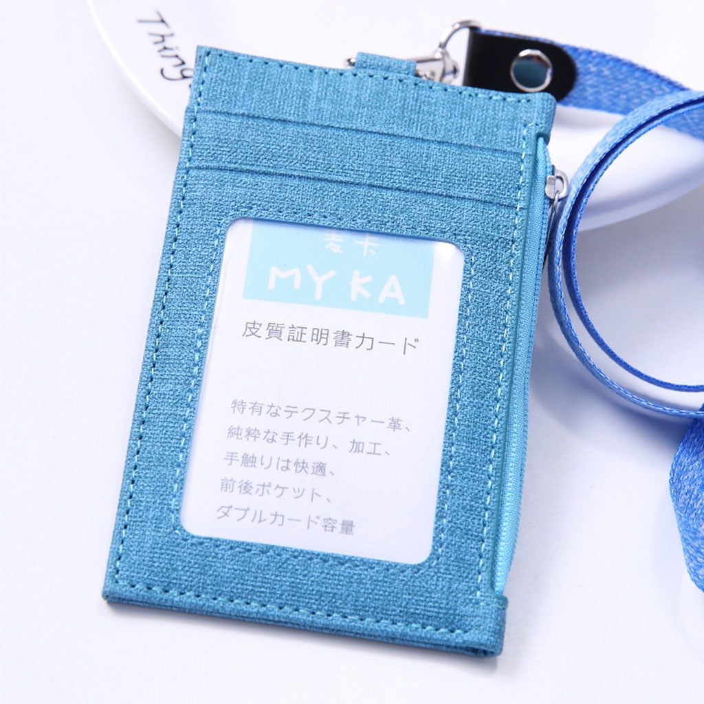 HGYCPP Faux Leather Candy Color ID Badge Holder with Lanyard Hanging