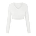 thumbnail image 4 of Vedolay Womens Sweater Womens Fall Knitted V-Neck Collared Pullover Long Sleeve Winter Sweater,White One Size, 4 of 5
