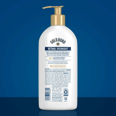 Gold Bond Age Renew Retinol Overnight Body Moisturizer and Face Lotion for Smoother Skin, 13 oz