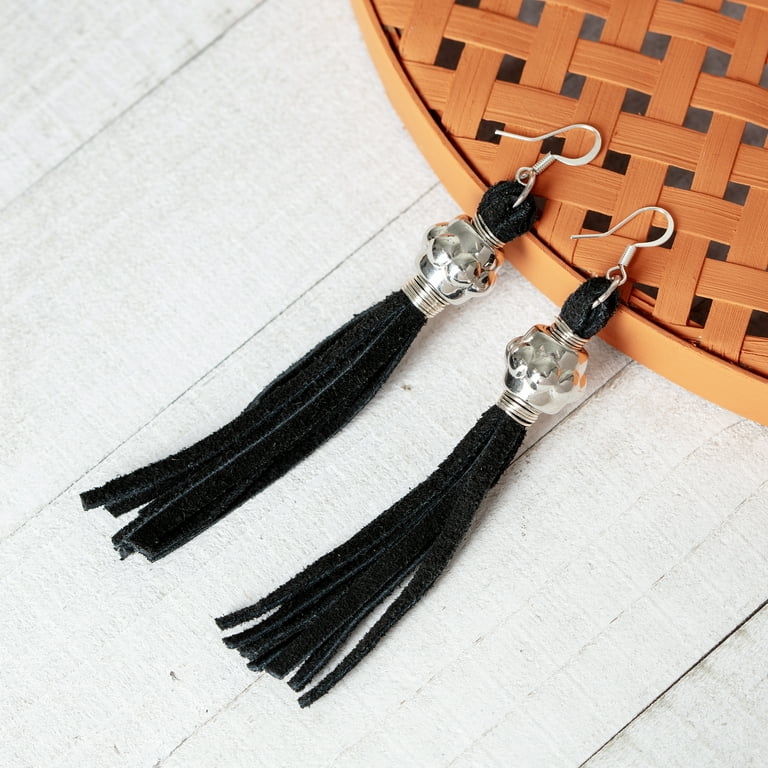 Jolie Black Suede Pompon Double Lanière Boucle Avec Filets