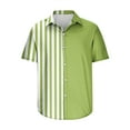 thumbnail image 5 of Besolor Short Sleeve Tops for Men Stripe Patchwork Button down Shirts Casual Summer Beach Vacation Tees, 5 of 5