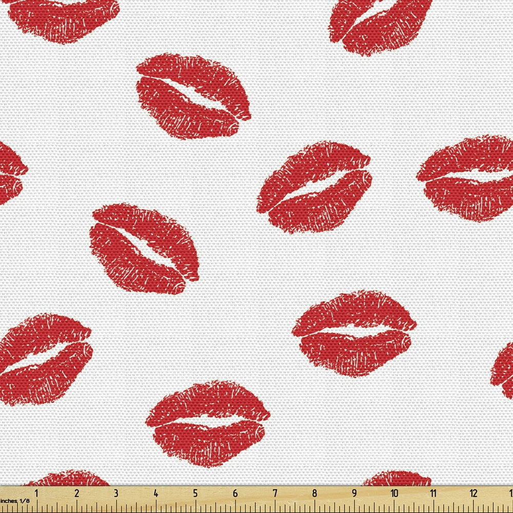 Lips Fabric by the Yard Kisses Imprint Inspired Repeating Pattern on