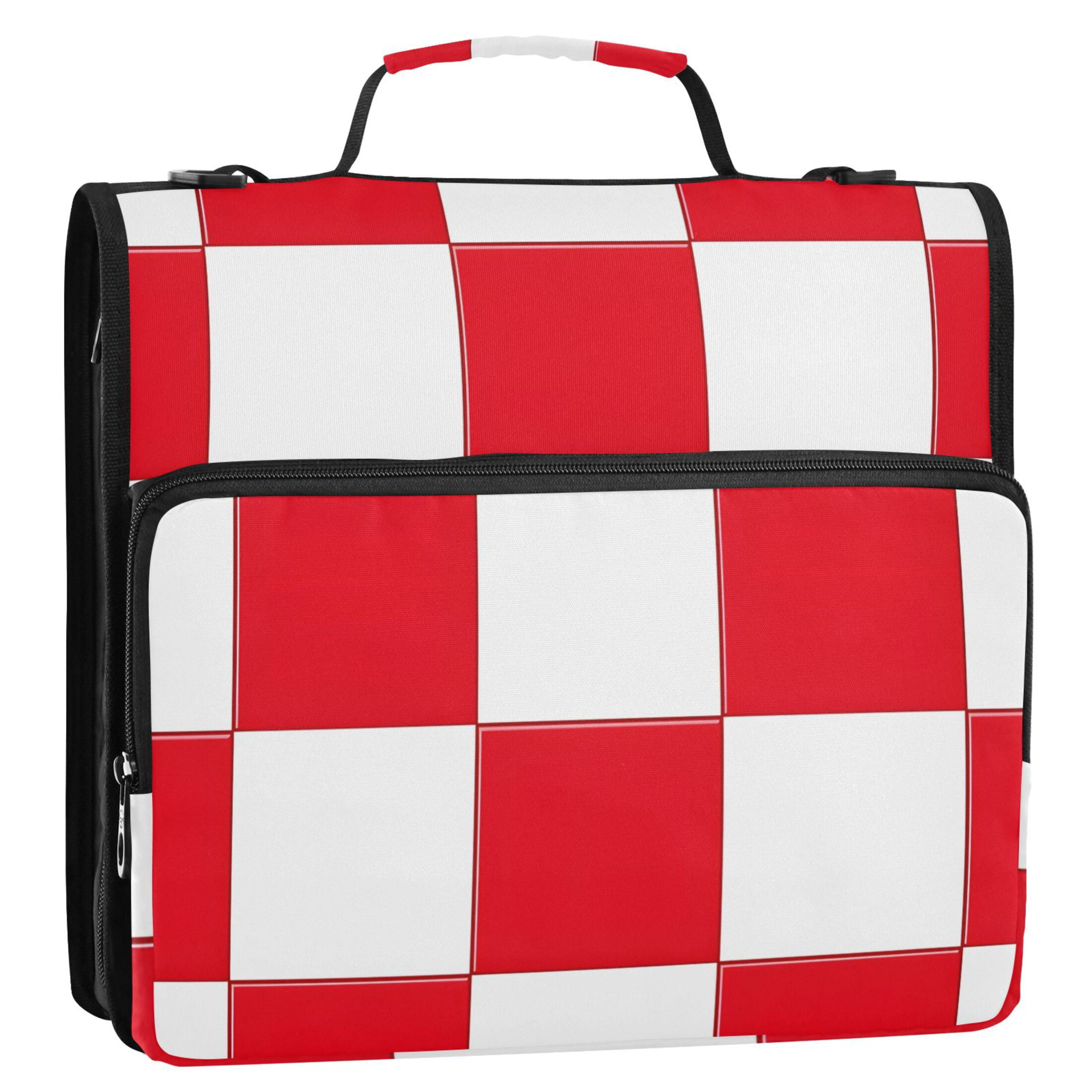 ALAZA Zipper Binder Checkered Grid-t9 3 Ring Trapper Keeper File Folder Organizer Bag