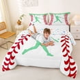 thumbnail image 3 of Erosebridal Mint Dripping Baseball Stitch & Hitter Silhouette Graphic Queen Comforter Set 3pcs, Baseball Graphic Bedding Comforter Set for Boys And Girls Kids,Lightweight Room Decor, 3 of 6