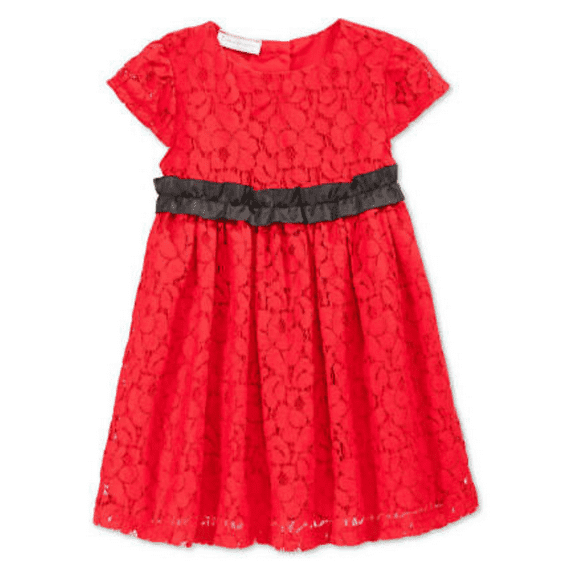 $48.50 First Impressions Baby Girls' Short-Sleeve Lace Dress, Red, 24M