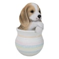 thumbnail image 6 of Realistic Tri Color Beagle Puppy Dog Figurine With Glass Eyes Pup In Pot, 6 of 10