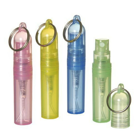 5 Refillable (Pink) Mini Keychain Spray Atomizer Perfume Bottles 2ml. Purse or Travel