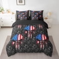 thumbnail image 2 of jejeloiu Spooky Gothic Skull 7pcs Bedding Comforter Set,Retro Damask Flowers Queen Bedding Sets,American Flag Print Queen Sheet Sets For Men Women,Microfiber Bedroom Decor Reversible, 2 of 8