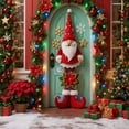thumbnail image 4 of Twfbrm Christmas Door Cover, Christmas Decorations, 35"x73" Merry Christmas Fabric Front Door Banner with Gnome Wreath Design, Winter Holiday Photography Backdrop Xmas Hanging Porch Sign for Party, 4 of 9