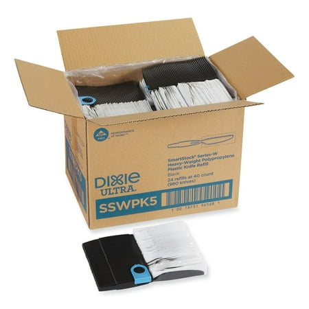 Dixie Ultra SmartStock Series-W Polypropylene Plastic Wrapped Cutlery  Knives  White  40 Per Pack  Case Of 24 Packs