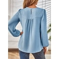 thumbnail image 4 of Corabera Womens Tops Dressy Casual Hook Flower Puffed Crew Neck Boho Tops for Women Long Sleeve Fall Shirts Fashion 2025 Blue XXL, 4 of 7