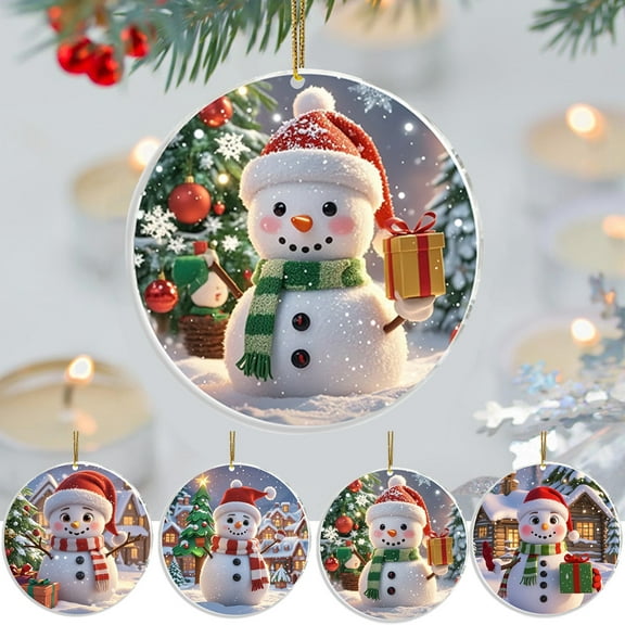 Luoshdecor Snowman Christmas Ornaments 2025,Acrylic Classic Winter Holiday Xmas Gift for Xmas Tree Hanging Ornament