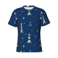 thumbnail image 4 of Qekee Lighthouses and Anchors Classic Fit T-Shirt Men's Shirt Men's Tight Short Sleeves for Exercise, Running, Mountaineering - Lighthouses and Anchors, 4 of 9