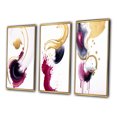 thumbnail image 3 of Designart "Peaceful Intensity Magenta and Gold Series II" Abstract Painting Framed Wall Art Set Of 3 - Gold Modern Frame Gallery Wall Set For Home Decor, 3 of 6