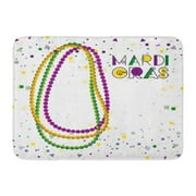 GODPOK Carnival Green Beads Mardi Gras Colorful with Necklaces and Confetti Purple Party Carnivale Rug Doormat Bath Mat 23.6x15.7 inch