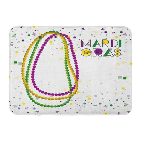 GODPOK Carnival Green Beads Mardi Gras Colorful with Necklaces and Confetti Purple Party Carnivale Rug Doormat Bath Mat 23.6x15.7 inch