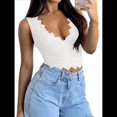 thumbnail image 3 of Tops Cortos de Encaje Sin Mangas con Cuello en V para Mujer, Estilo Y2K, para Salir XL, 3 of 8
