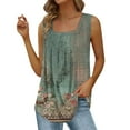 thumbnail image 2 of Green Womens Tops Summer Tank Tops for Women 2025 Loose Fit Pleated Square Neck Sleeveless Shirt Curved Flowy Vest Basic Cotton Tee Shirts for Women, 2 of 6