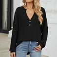 thumbnail image 2 of UJNDER Women's Tops Ribbed Knit Long Sleeve Shirts Tunics Button V Neck Blouses Casual Fall Outfits Tops for Women Black XL, 2 of 8