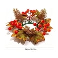 thumbnail image 3 of geerera Fall Mini Wreath Candle Ring with Maple Leaves & Berries, Artificial Harvest Accent for Pillar Candles, Rustic Tabletop Decor for Thanksgiving & Halloween, 3 of 7