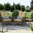 thumbnail image 5 of Poteban 3-Piece Outdoor Rocking Chairs, Wicker Patio Furniture with Thickened Cushions and Table for Porch (Khaki), 5 of 10